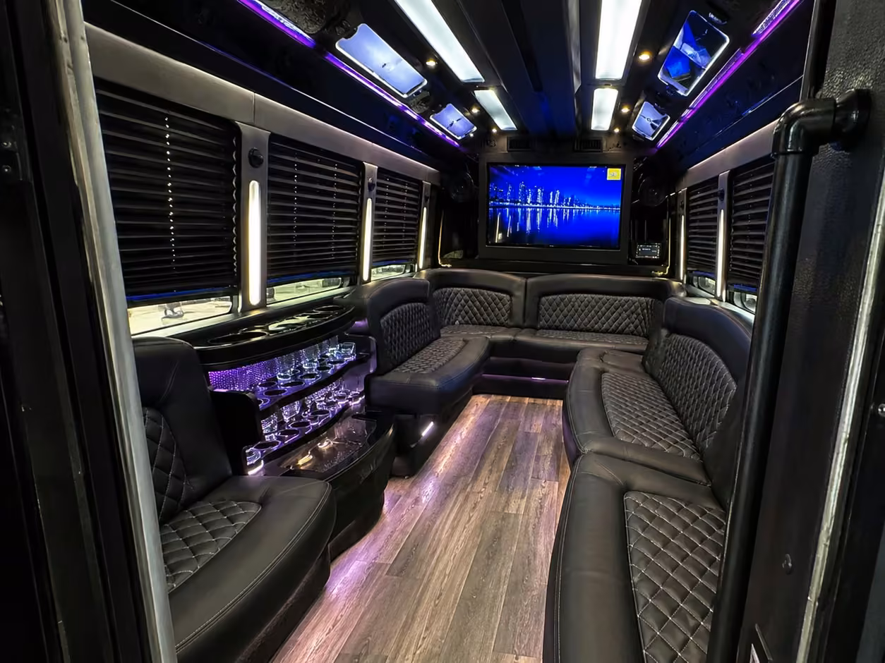 20 passenger party bus interior