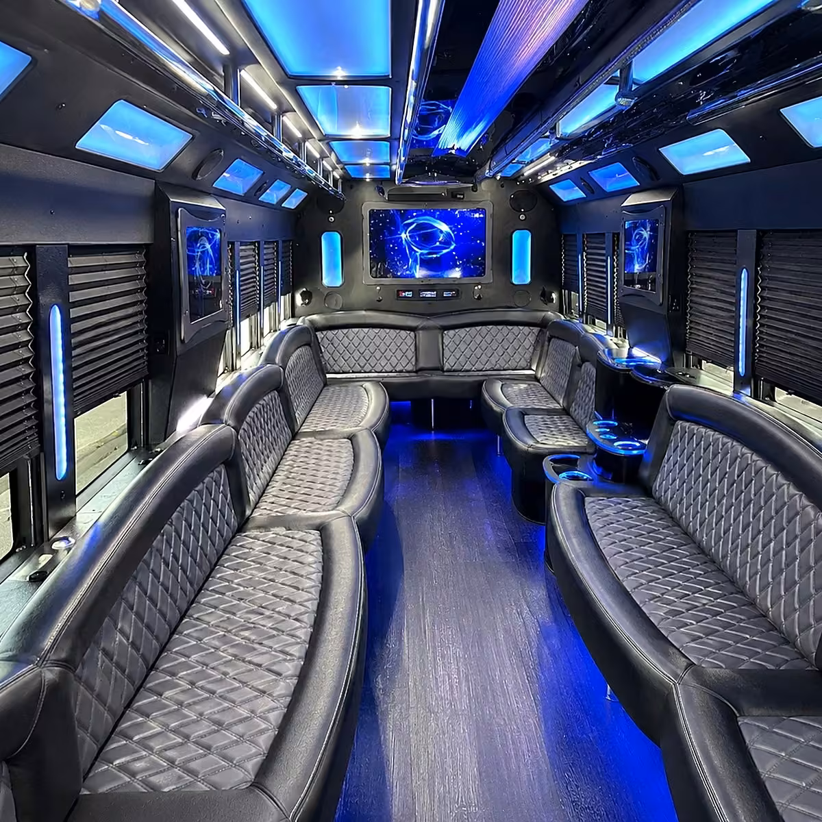 30 passenger party bus inside